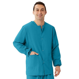 Medline Unisex AngelStat Snap-Front Warm-Up Scrub Jackets - AngelStat Unisex Snap Front Scrub Jacket, Peacock, Size 5XL - 849NBT5XL