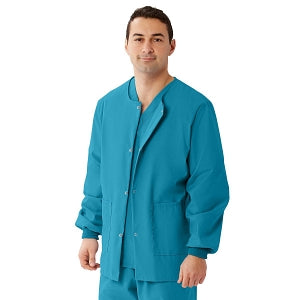 Medline Unisex AngelStat Snap-Front Warm-Up Scrub Jackets - AngelStat Unisex Snap Front Scrub Jacket, Peacock, Size 5XL - 849NBT5XL