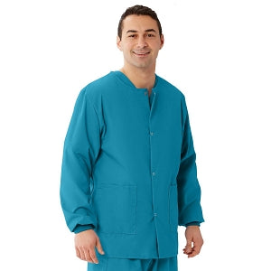 Medline Unisex AngelStat Snap-Front Warm-Up Scrub Jackets - AngelStat Unisex Snap Front Scrub Jacket, Peacock, Size 5XL - 849NBT5XL