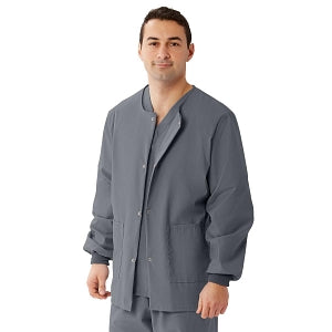 Medline Unisex AngelStat Snap-Front Warm-Up Scrub Jackets - AngelStat Unisex Snap Front Scrub Jacket, Charcoal, Size 4XL - 849NCC4XL