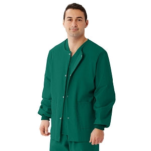 Medline Unisex AngelStat Snap-Front Warm-Up Scrub Jackets - AngelStat Unisex Snap Front Scrub Jacket, Hunter Green, Size 4XL - 849NHG4XL