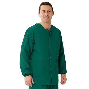 Medline Unisex AngelStat Snap-Front Warm-Up Scrub Jackets - AngelStat Unisex Snap Front Scrub Jacket, Hunter Green, Size 4XL - 849NHG4XL