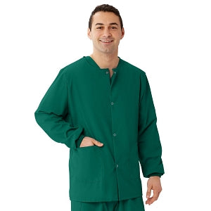 Medline Unisex AngelStat Snap-Front Warm-Up Scrub Jackets - AngelStat Unisex Snap Front Scrub Jacket, Hunter Green, Size XS - 849NHGXS