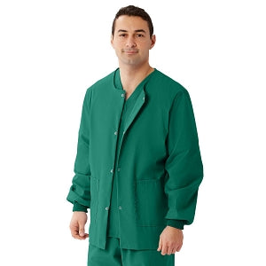 Medline Unisex AngelStat Snap-Front Warm-Up Scrub Jackets - AngelStat Unisex Warm-Up Scrub Jacket, Emerald, Size 5XL - 849NJT5XL