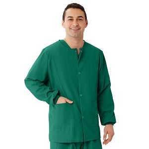 Medline Unisex AngelStat Snap-Front Warm-Up Scrub Jackets - AngelStat Unisex Warm-Up Scrub Jacket, Emerald, Size M - 849NJTM