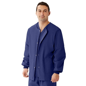 Medline Unisex AngelStat Snap-Front Warm-Up Scrub Jackets - AngelStat Unisex Warm-Up Scrub Jacket, Navy, Size 4XL - 849NNT4XL