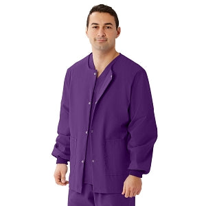 Medline Unisex AngelStat Snap-Front Warm-Up Scrub Jackets - AngelStat Unisex Warm-Up Scrub Jacket, Regal Purple, Size S - 849NRPS