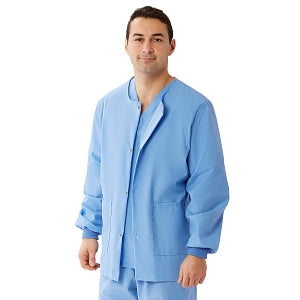 Medline Unisex AngelStat Snap-Front Warm-Up Scrub Jackets - AngelStat Unisex Warm-Up Scrub Jacket, Ciel Blue, Size 4XL, Medline Color Coding - 849NTH4XL-CM