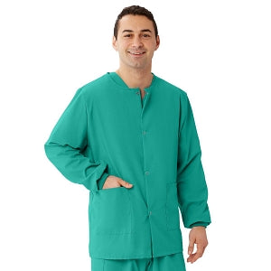 Medline Unisex AngelStat Snap-Front Warm-Up Scrub Jackets - AngelStat Unisex Warm-Up Scrub Jacket, Jade, Size XS - 849NTJXS