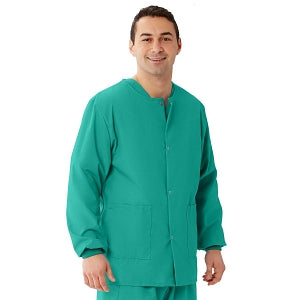 Medline Unisex AngelStat Snap-Front Warm-Up Scrub Jackets - AngelStat Unisex Warm-Up Scrub Jacket, Jade, Size XS - 849NTJXS