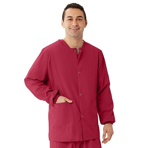 Medline Unisex AngelStat Snap-Front Warm-Up Scrub Jackets - AngelStat Unisex Warmup Jacket, Raspberry, Size 4XL - 849NTR4XL