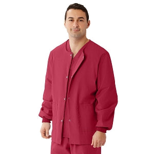 Medline Unisex AngelStat Snap-Front Warm-Up Scrub Jackets - AngelStat Unisex Warmup Jacket, Raspberry, Size 4XL - 849NTR4XL