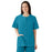 Medline AngelStat Women's Jewel Neck Short Sleeve Snap Front Scrub Tops - AngelStat Women's Jewel Neck Short-Sleeve Snap Front Tunic Scrub Top with 2 Pockets, Size L, Peacock - 851NBTL