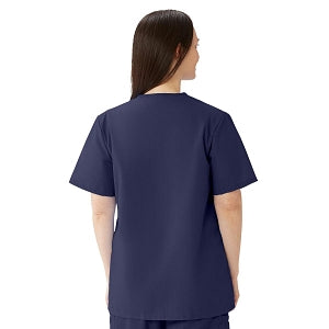 Medline AngelStat Women's Jewel Neck Short Sleeve Snap Front Scrub Tops - AngelStat Women's Jewel Neck Short-Sleeve Snap Front Tunic Scrub Top with 2 Pockets, Size 4XL, Navy - 851NNT4XL