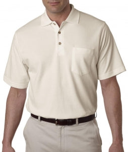 Ultraclub Ultraclub Classic Men's Polo Shirts - Classic Pique Performance Polo Shirt, Men's, Stone, Size 3XL - 8534STN3XL