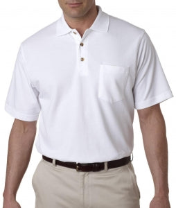 Ultraclub Ultraclub Classic Men's Polo Shirts - Classic Pique Performance Polo Shirt, Men's, White, Size 2XL - 8534WHT2XL