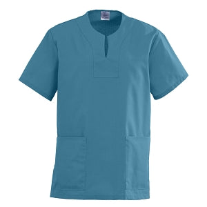 Medline AngelStat Women's Keyhole Neck Scrub Top with 2 Pockets - AngelStat Women's Keyhole Neck 2-Pocket Scrub Top, Size 2XL, Peacock - 869NBTXXL