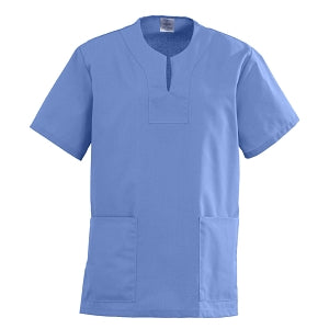 Medline AngelStat Women's Keyhole Neck Scrub Top with 2 Pockets - Scrub Top with Keyhole Neck, Ciel Blue, Size 3XL - 869NTHXXXL