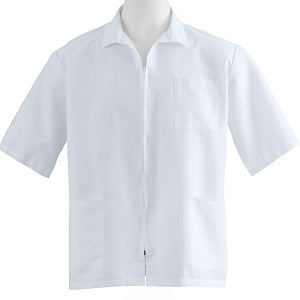 Medline Unisex Zip Front Smock - Unisex Front-Zip Smock, White, Size XS - 87005QHWXS