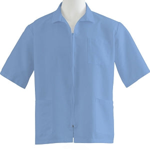 Medline Unisex Zip Front Smock - Unisex Front-Zip Smock, Light Blue, Size XL - 87005RCWXL