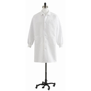 Medline Unisex Knit Cuff Knee Length Lab Coats - Unisex Knee-Length Lab Coat, White, Size S - 87026QHWS