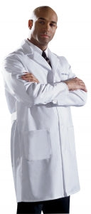 Medline Men's Fine Line Twill Staff Length Lab Coat - Men's Twill Staff-Length Lab Coat, White, Size 36 - 87052TRQ36