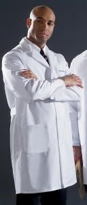 Medline Men's Fine Line Twill Staff Length Lab Coat - Men's Twill Staff-Length Lab Coat, White, Size 48 - 87052TRQ48