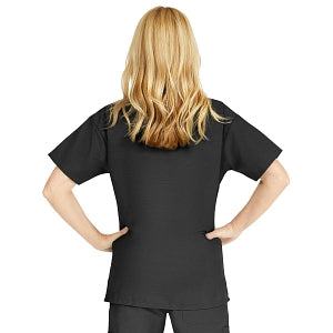 Medline ComfortEase Women's V-Neck Tunic Scrub Top with 2 Pockets - ComfortEase Women's V-Neck Short-Sleeve 2-Pocket Tunic Scrub Top, Size 6XL, Black - 8800DKW6XL