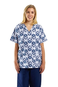 Medline Fashion Print Scrub Tops - DBD-TOP, SCRUB, 2LOWER-PKTS, PRINT, IKAT, XS - 8800IKTXS