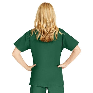 Medline ComfortEase Women's V-Neck Tunic Scrub Top with 2 Pockets - ComfortEase Women's V-Neck Short-Sleeve 2-Pocket Tunic Scrub Top, Size 4XL, Evergreen - 8800JEG4XL