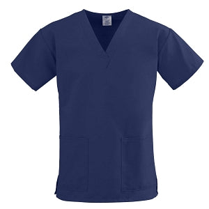 Medline ComfortEase Women's V-Neck Tunic Scrub Top with 2 Pockets - ComfortEase Women's V-Neck Short-Sleeve 2-Pocket Tunic Scrub Top, Size 5XL, Midnight Blue - 8800JNT5XL