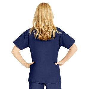 Medline ComfortEase Women's V-Neck Tunic Scrub Top with 2 Pockets - ComfortEase Women's V-Neck Short-Sleeve 2-Pocket Tunic Scrub Top, Size 5XL, Midnight Blue - 8800JNT5XL