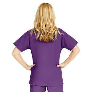 Medline ComfortEase Women's V-Neck Tunic Scrub Top with 2 Pockets - ComfortEase Women's V-Neck Short-Sleeve 2-Pocket Tunic Scrub Top, Size 4XL, Rich Purple - 8800JPP4XL