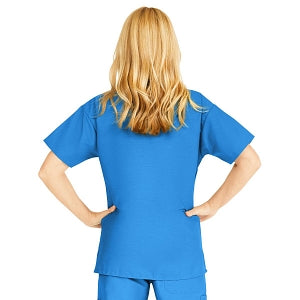 Medline ComfortEase Women's V-Neck Tunic Scrub Top with 2 Pockets - ComfortEase Women's V-Neck Short-Sleeve 2-Pocket Tunic Scrub Top, Size 4XL, Royal Blue - 8800JRL4XL