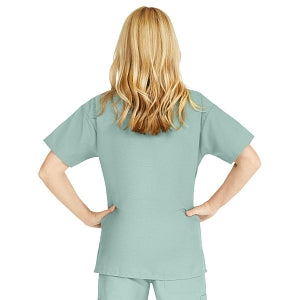 Medline ComfortEase Women's V-Neck Tunic Scrub Top with 2 Pockets - ComfortEase Women's V-Neck Short-Sleeve 2-Pocket Tunic Scrub Top, Size 4XL, Seaspray - 8800JSS4XL