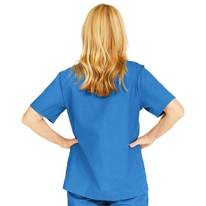 Medline ComfortEase Women's Snap-Front Tunic Scrub Top with 2 Pockets - ComfortEase Women's Snap-Front 2-Pocket Tunic Scrub Top, Size 4XL, Royal Blue - 8815JRL4XL