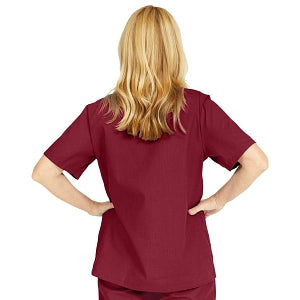 Medline ComfortEase Women's Snap-Front Tunic Scrub Top with 2 Pockets - ComfortEase Women's Snap-Front 2-Pocket Tunic Scrub Top, Size L, Wine - 8815JWNL