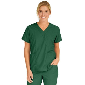 Medline PerforMAX Women's Mock Wrap Tunic Scrub Top with 2 Pockets - PerforMAX Women's Mock Wrap 2-Pocket Tunic Scrub Top, Size 4XL, Evergreen - 881JEG4XL