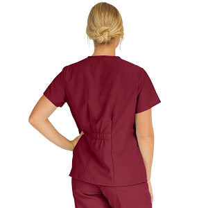 Medline PerforMAX Women's Mock Wrap Tunic Scrub Top with 2 Pockets - PerforMAX Women's Mock Wrap 2-Pocket Tunic Scrub Top, Size 4XL, Wine - 881NNT4XL