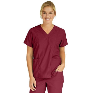 Medline PerforMAX Women's Mock Wrap Tunic Scrub Top with 2 Pockets - PerforMAX Women's Mock Wrap 2-Pocket Tunic Scrub Top, Size 4XL, Wine - 881NNT4XL