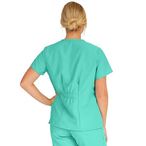 Medline PerforMAX Women's Mock Wrap Tunic Scrub Top with 2 Pockets - PerforMAX Women's Mock Wrap 2-Pocket Tunic Scrub Top, Size 4XL, Jade - 881NNT4XL