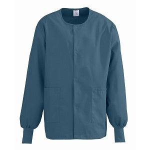 Medline ComfortEase Unisex Crew-Neck Warm Jackets - ComfortEase Unisex Crew-Neck Warm Scrub Jacket with Knit Cuff, Caribbean Blue, Size 4XL - 8832JCB4XL