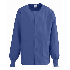 Medline ComfortEase Unisex Crew-Neck Warm Jackets - ComfortEase Unisex Crew-Neck Warm Scrub Jacket with Knit Cuff, Marine Blue, Size XS - 8832JMBXS