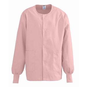 Medline ComfortEase Unisex Crew-Neck Warm Jackets - ComfortEase Unisex Crew-Neck Warm Scrub Jacket with Knit Cuff, Carnation, Size XL - 8832JPKXL