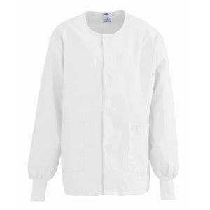 Medline ComfortEase Unisex Crew-Neck Warm Jackets - ComfortEase Unisex Crew-Neck Warm Scrub Jacket with Knit Cuff, White, Size 3XL - 8832XTQXXXL