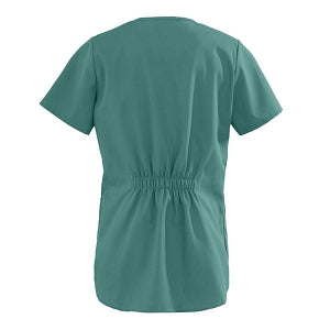 Medline ComfortEase Ladies Shirttail Scrub Tops - DBD-TOP, SCRUB, SNAP-SHIRTTAIL, EVERGREEN, X - 8834JEGXS