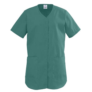 Medline ComfortEase Ladies Shirttail Scrub Tops - DBD-TOP, SCRUB, SNAP-SHIRTTAIL, EVERGREEN, X - 8834JEGXS