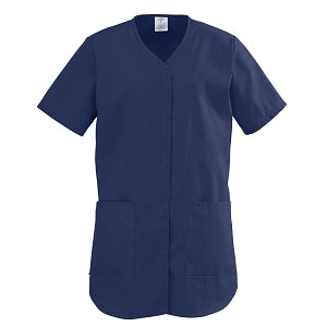 Medline ComfortEase Ladies Shirttail Scrub Tops - DBD-TOP, SCRUB, SNAP-SHIRTTAIL, MIDNIGHT, MD - 8834JNTM