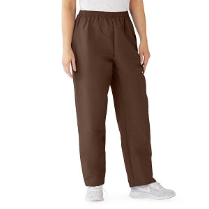 Medline ComfortEase Women's Elastic Waist Scrub Pants with 2 Pockets - ComfortEase Women's Elastic Waist 2-Pocket Scrub Pants, Size M Regular Inseam, Brown - 8850JBRM