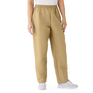 Medline ComfortEase Women's Elastic Waist Scrub Pants with 2 Pockets - ComfortEase Women's Elastic Waist 2-Pocket Scrub Pants, Size L Regular Inseam, Khaki - 8850JKKL